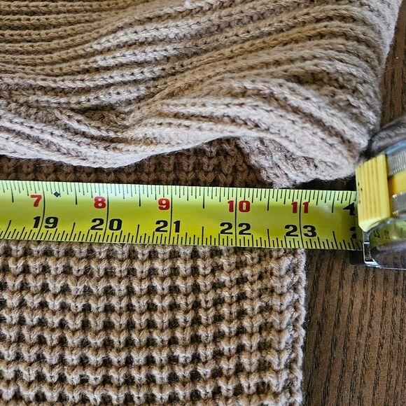 New Zaful Men’s Tan Waffle Knit Pullover Sweater Small | Crew Neck Chunky LS Top - Picture 3 of 4